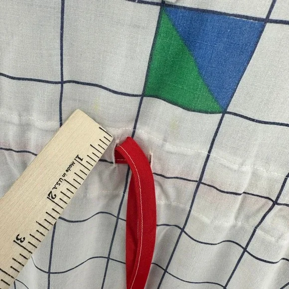 VTG Upcycled Kaftan Swimsuit Coverup 80s Style Geometric Print White SZ S-XL 90s - Picture 8 of 9